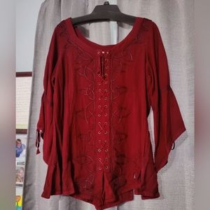 Dark red boho shirt